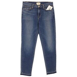 L'agence Dyed Ankle Hem Slim Skinny 25 Jeans Raw Hem Denim Blue Mid Rise NWT B53